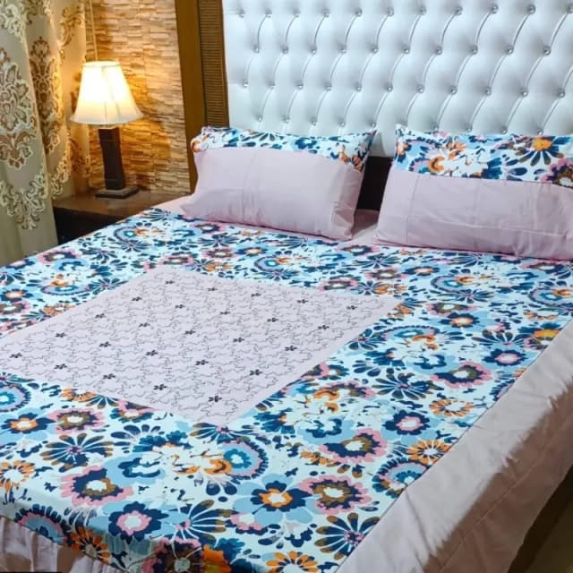3 Pcs Embroidered Cotton Bedsheet